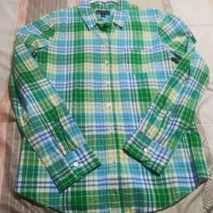 Gap boyfriend fit plaid shirt green size small